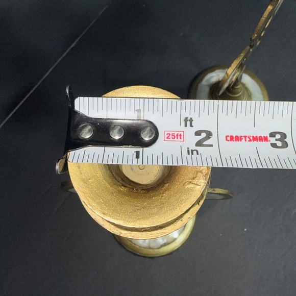 Vtg Brass Fleur de Lis Candlestick Holders Mother of Pearl Inlay Pair 9.5in - Picture 5 of 16